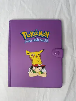 Vintage 1999 Pokemon Card Binder Purple Ash and Pikachu 4 Pocket 120 Slot - Image 1