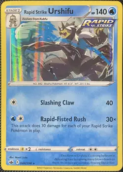 Rapid Strike Urshifu 044/198 Swsh06: Sword & Shield Chilling Reign Holo Pokemon - Image 1