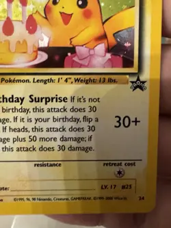 Pokemon Black Star Promo #24 Birthday Pikachu Holo Near Mint Or Better 2001 - Image 4