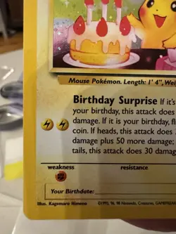 Pokemon Black Star Promo #24 Birthday Pikachu Holo Near Mint Or Better 2001 - Image 5