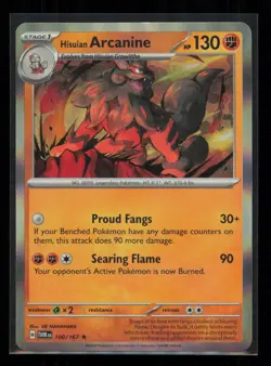 Hisuian Arcanine 100/167 Pokemon Twilight Masquerade Rare Near Mint Holo NM - Image 1