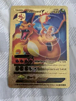 Pokemon Charizard V Gold Foil Fan Art Collector Card - Image 1