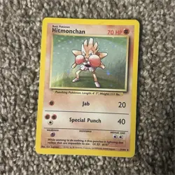 Pokemon Hitmonchan 7/102 Base Set Holo Rare 70 HP 1999 English Card - Image 1
