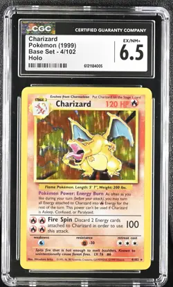 CGC 6.5 Charizard 1999 Base Set 4/102 Holo Pokemon Card - Image 1