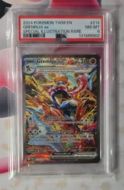Pokemon TCG PSA 8 Greninja EX Twilight Masquerade Card 214/167 - Image 1