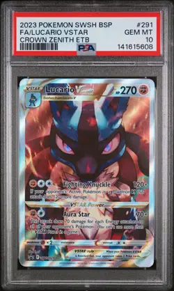 Lucario VSTAR ⭐ 291/159 Crown Zenith Elite Trainer Box 2023 Pokemon PSA 10 - Image 1