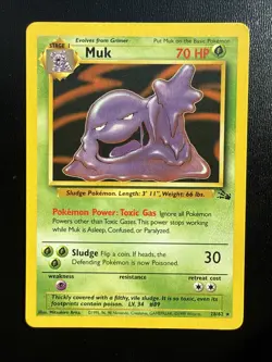 FREE SHIPPING Pokemon Muk Rare Unlimited Fossil 28/62 Non Holo - Image 1