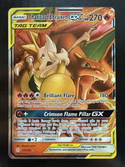 Pokemon Charizard & Braixen GX 22/236 Sm Cosmic Eclipse Holo (LP) - Image 1