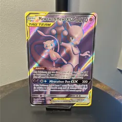 Pokemon Mewtwo & Mew GX Full Art 222/236 Sm-Unified Minds TAG TEAM Holo 270 HP - Image 1