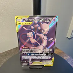 Pokemon Mewtwo & Mew GX Full Art 222/236 Sm-Unified Minds TAG TEAM Holo 270 HP - Image 4