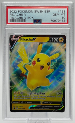 2022 POKEMON SWSH BLACK STAR PROMO #198 PIKACHU V PSA 10 GEM MINT - Image 1