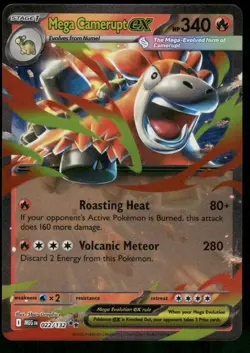 Mega Camerupt ex 022/132 Double Rare Holo NM Pokemon ME01: Mega Evolution - Image 1