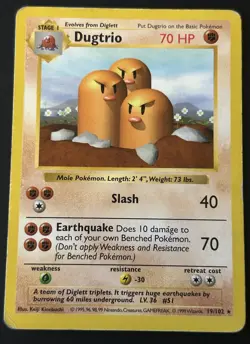Pokemon TCG Dugtrio 19/102 Base Set shadowless HP - Image 1