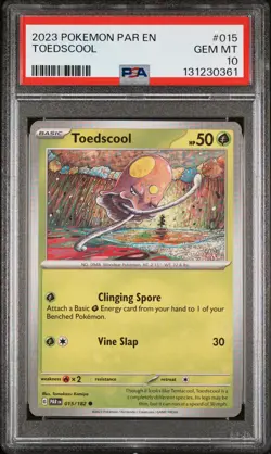 PSA 10 - 2023 POKEMON PAR EN-PARADOX RIFT 015 TOEDSCOOL | POP 3 TOMOKAZU KOMIYA - Image 1