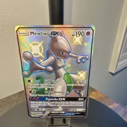 Pokemon Shiny Mewtwo GX SV59/SV94 Hidden Fates Shiny Vault Full Art Holo 190 HP - Image 4