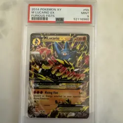 2014 POKEMON XY M LUCARIO EX FURIOUS FISTS #55 PSA 9 MINT - Image 1