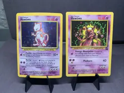 Pokemon TCG Mewtwo 2 Card Lot Base Set Holo & Black Star Promo 14 VTG 1999 WOTC - Image 1