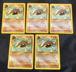 Pokemon TCG Kabuto Fossil 50/62 Vintage WOTC Unlimited 5 Card Lot - MP - Image 1