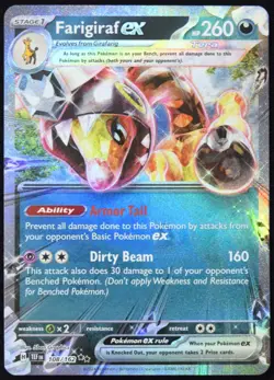 Pokemon TCG Farigiraf ex 108/162 2024 Temporal Forces Double Rare Card - LP - Image 1