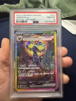 Umbreon ex SAR 217/187 2024 Pokemon KO sv8a Alt Art PSA 10 - Image 1