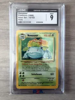 1999 Pokemon Venusaur CGC 9 Mint Holo #15 Base Set - Image 1