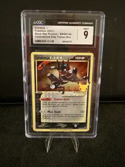 2021 CGC 9 Greninja Gold Star SWSH144 Pokemon Celebrations Black Star Promo Mint - Image 1