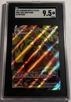Tapu Koko VMAX 2021 Pokemon Battle Styles 051/163 Ultra Rare Full Art SGC 9.5 - Image 1