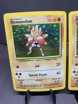 Pokemon TCG Hitmonchan 7/102 Base Set Unlimited Holo Rare 1999 VTG WOTC 2 Pack - Image 2