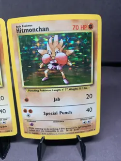 Pokemon TCG Hitmonchan 7/102 Base Set Unlimited Holo Rare 1999 VTG WOTC 2 Pack - Image 3