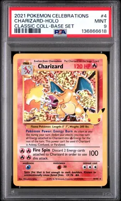 2021 POKEMON CELEBRATIONS CLASSIC COLL #4 CHARIZARD-HOLO PSA 9 - Image 1