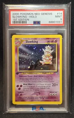 2000 Pokemon Slowking Neo Genesis 1st Edition Holo Rare #14 PSA 9 Mint "Swirl" - Image 1