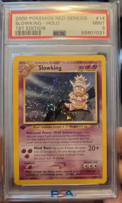 2000 Pokemon Slowking Neo Genesis 1st Edition Holo Rare #14 PSA 9 Mint "Swirl" - Image 3