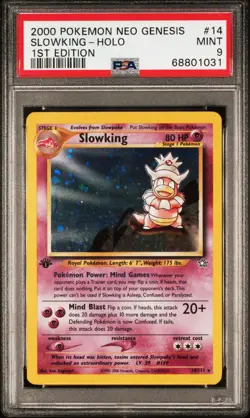 2000 Pokemon Slowking Neo Genesis 1st Edition Holo Rare #14 PSA 9 Mint "Swirl" - Image 4