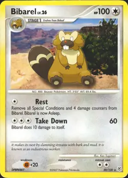 Bibarel 20/130 Rare Diamond and Pearl Pokemon Card LP - Image 1
