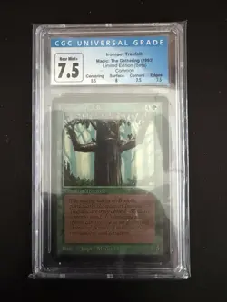 MTG Beta Power Leak, Mountain, Ironroot Treefolk Graded - Image 2