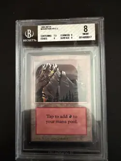 MTG Beta Power Leak, Mountain, Ironroot Treefolk Graded - Image 3