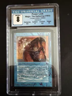 MTG Beta Power Leak, Mountain, Ironroot Treefolk Graded - Image 4