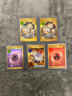 Pokemon 5 Card Lot NM Hyper Rare Energies & Item - Image 1