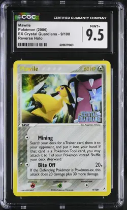 CGC 9.5 MINT+ Mawile EX Crystal Guardians 9/100 Reverse Holo STAMPED Pokemon - Image 1