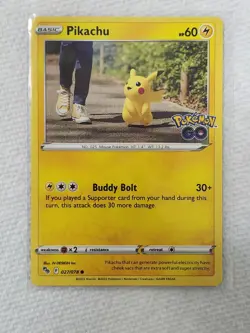 Pikachu 027/078 Common Non Holo Pokemon Go Pokemon Card NM - Image 1