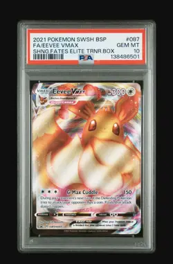 2021 Pokemon SWSH Eevee VMAX #87 PSA 10 Black Star Promo - Image 1