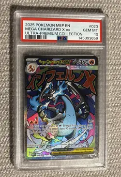 2025 Pokemon Black Star Promo Mega Charizard X EX card graded as a PSA 10 - Image 1