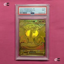 2025 Pokemon Mega Charizard X EX Gold Mega Hyper Rare 130/094 PSA 9 - Image 1
