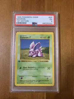 1999 POKEMON BASE SET 1ST EDITION #55 NIDORAN PSA 5 - Image 1