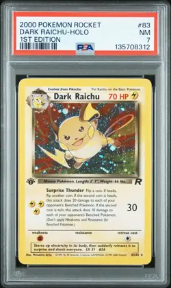 2000 POKEMON ROCKET 1ST ED #83 DARK RAICHU-HOLO PSA 7 - Image 1