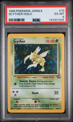 1999 POKEMON JUNGLE #10 SCYTHER-HOLO PSA 6 - Image 1