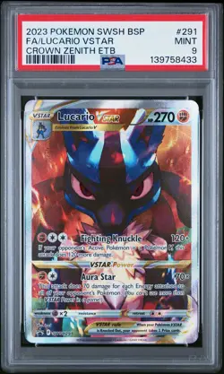 2023 POKEMON SWSH BLACK STAR PROMO #291 FULL ART/LUCARIO VSTAR PSA 9 - Image 1