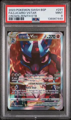 2023 POKEMON SWSH BLACK STAR PROMO #291 FULL ART/LUCARIO VSTAR PSA 9 - Image 1