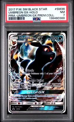 2017 POKEMON SM BLACK STAR PROMO UMBREON GX PREM COLL UMBREON GX-HOLO PSA 7 - Image 1