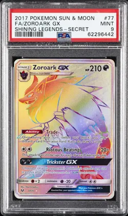 2017 POKEMON SUN & MOON SHINING LEGENDS SECRET #77 FULL ART/ZOROARK GX PSA 9 - Image 1